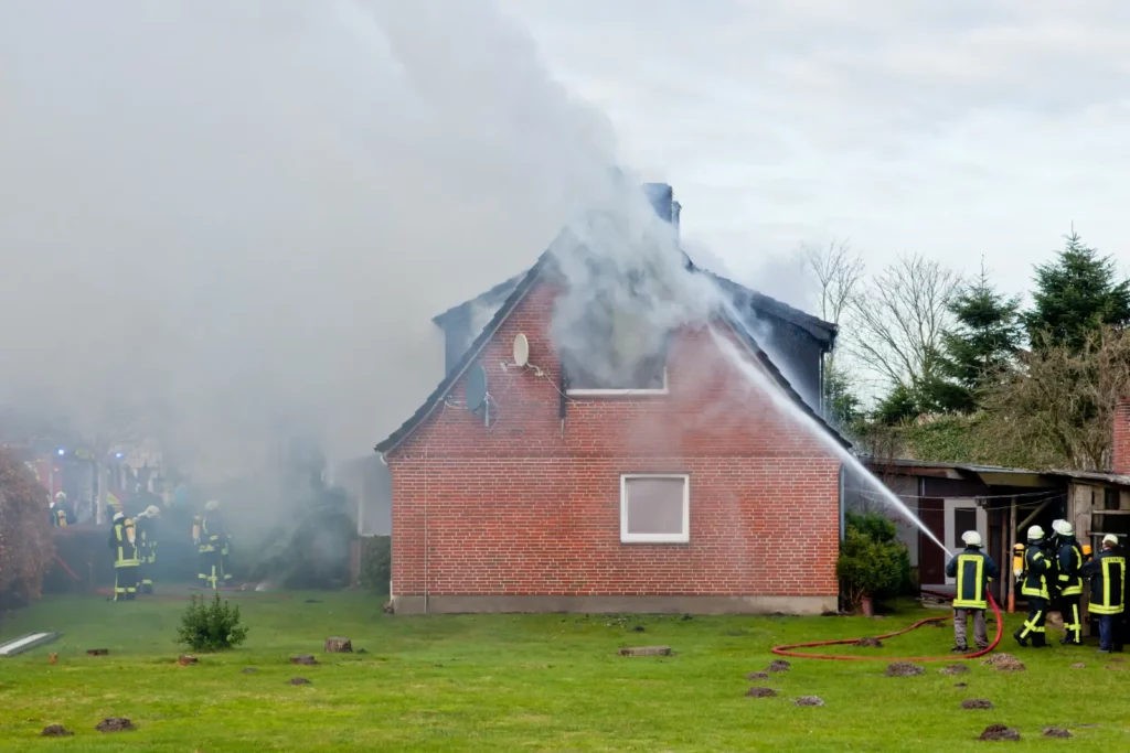 Remove Smoke Odor Naturally . firefighters taming house fire.