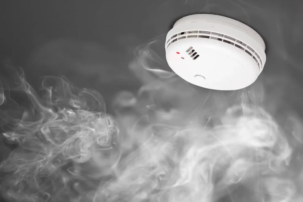 Removing Smoke Smell. smoke surrounding a fire-alarm